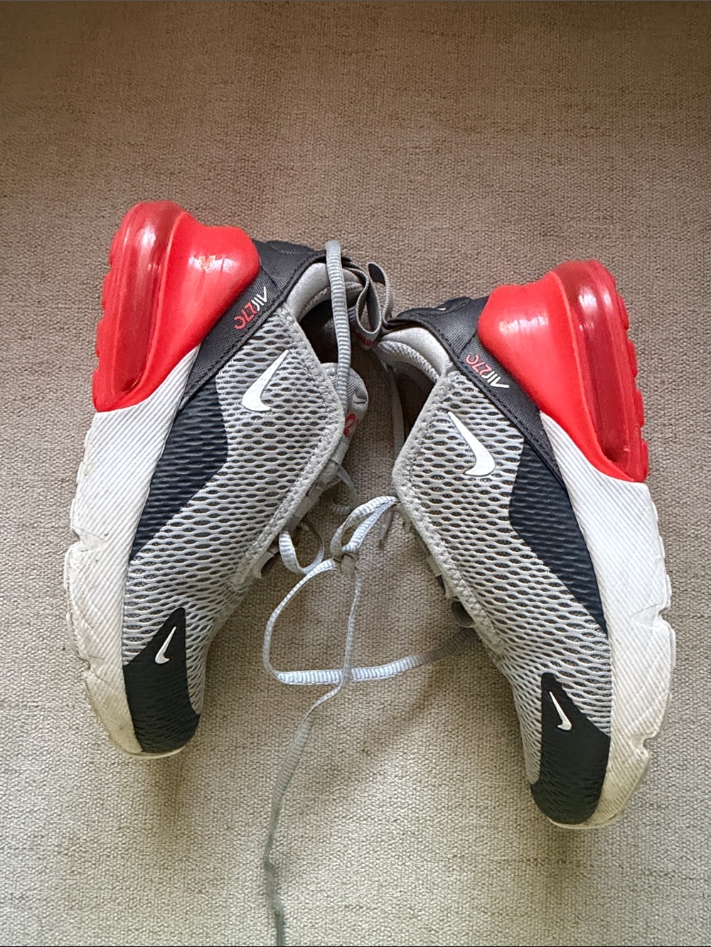 Nike Grey and Red Air Max 270 Running Sneakers - Picture 3 of 8